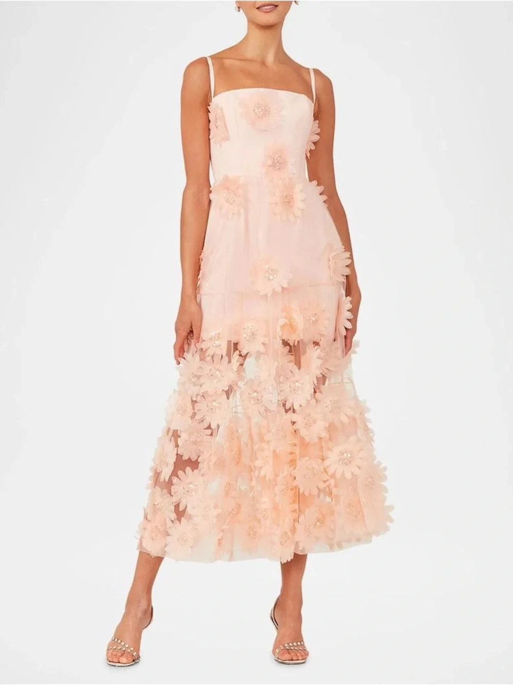 Helsi Exclusive Audrey 3D Floral Midi Dress in blush Size XS NWT - Picture 1 of 8